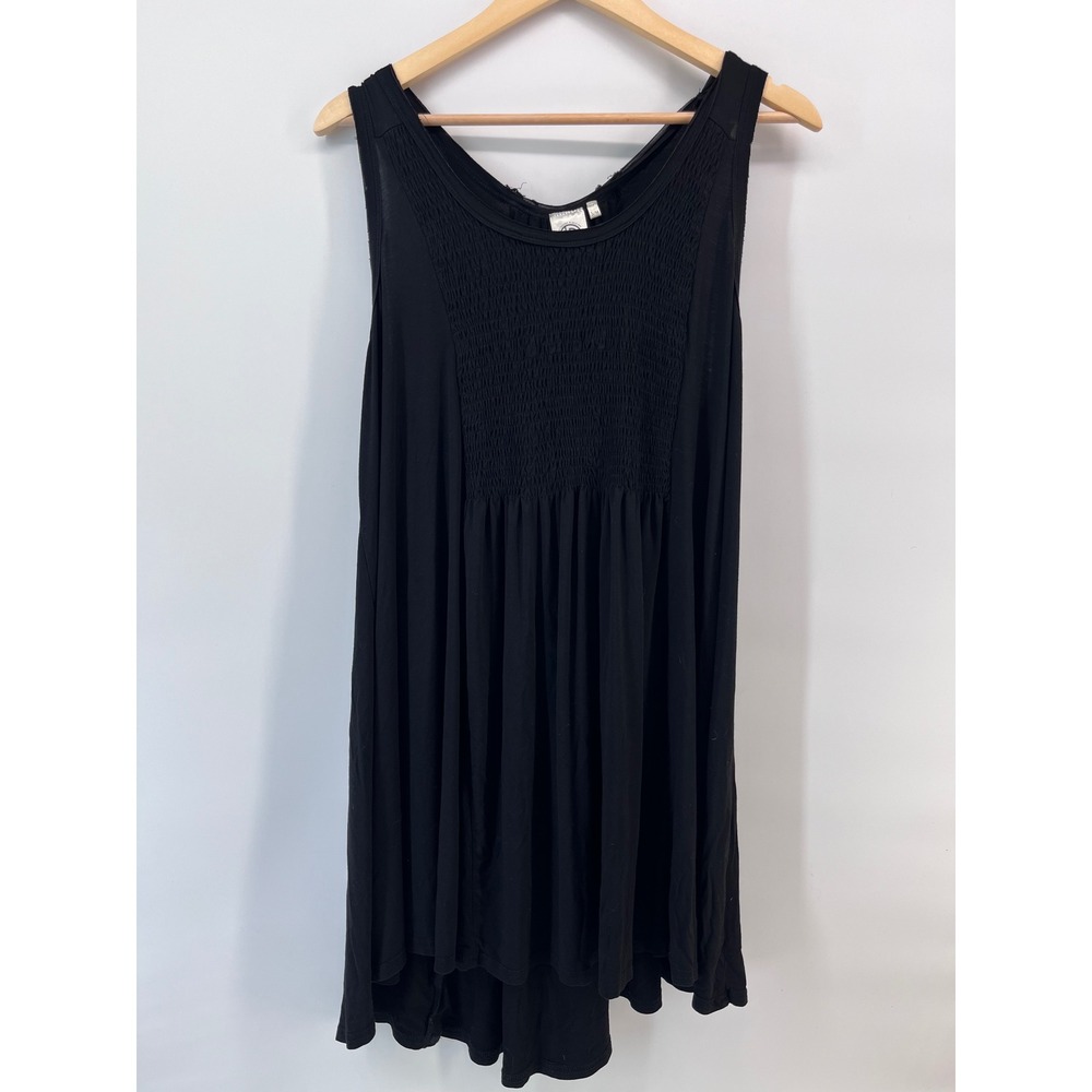LR Fashion Apparel Black Smocked High Low Sleeveless Mini Dress SM Goth